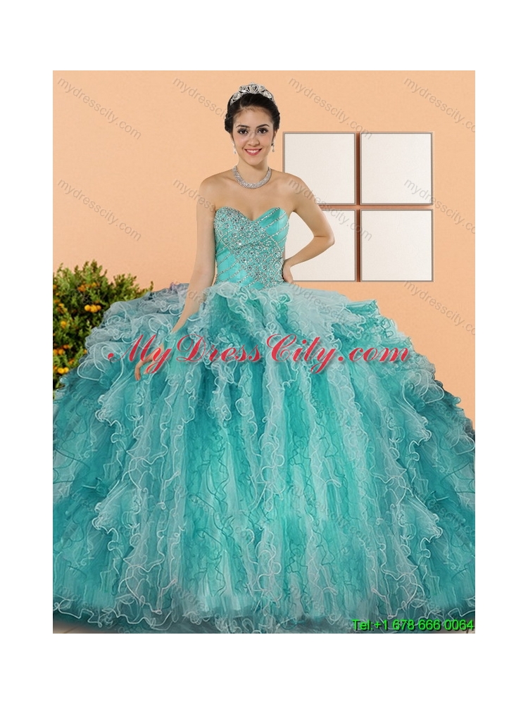 2015 Best Sweetheart Quinceanera Dresses with Appliques and Ruffles