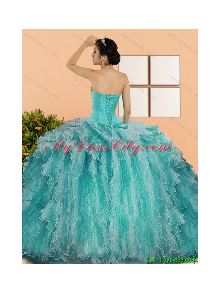 2015 Best Sweetheart Quinceanera Dresses with Appliques and Ruffles