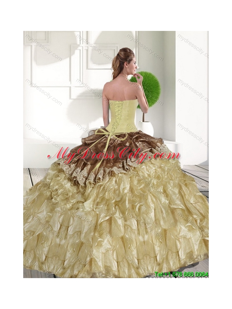 2015 Best Sweetheart Quinceanera Dresses with Beading and Ruffles