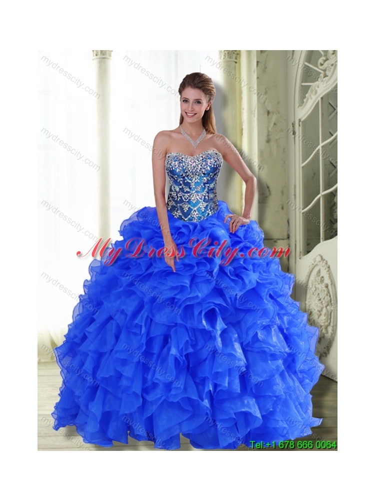 Best Strapless 2015 Quinceanera Dresses with Beading and Ruffles