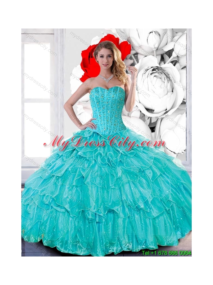 Best Sweetheart 2015 Quinceanera Dresses with Beading and Ruffled Layers