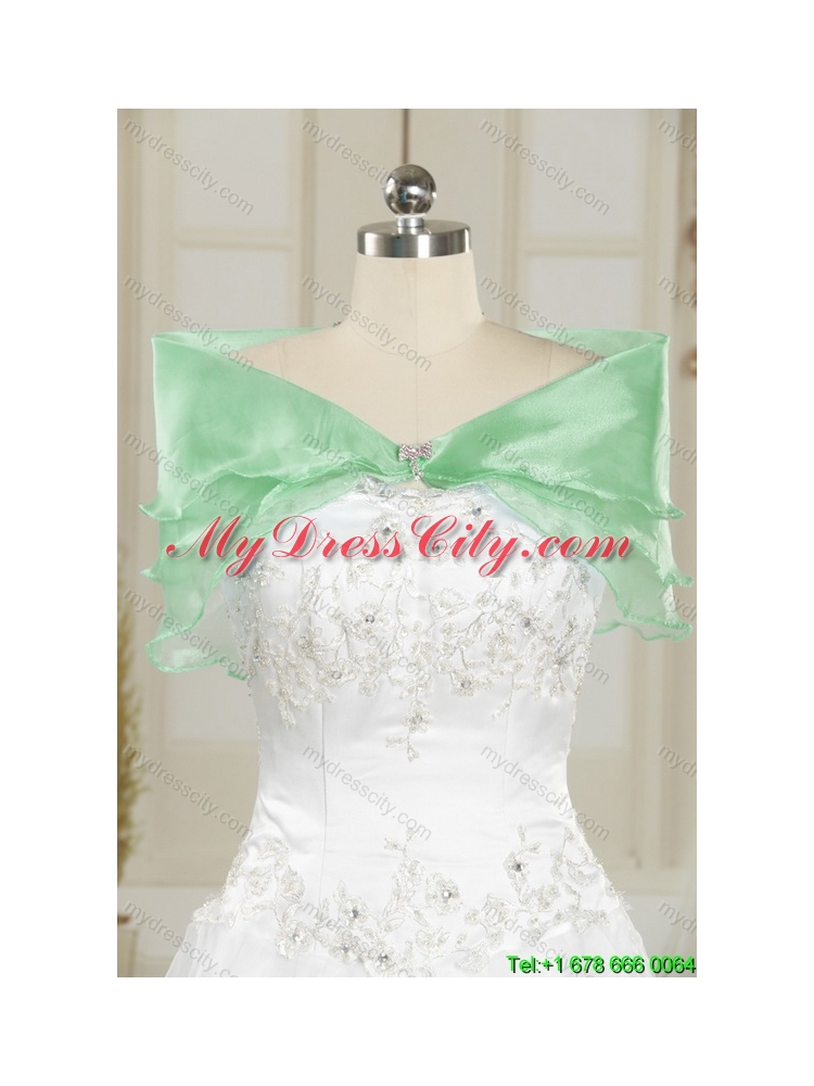 Discount Beading and Ruffles Strapless Aqua Blue Quinceanera Dresses for 2015