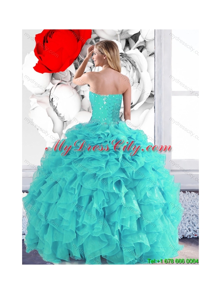 2015 Cheap Sweetheart Quinceanera Dresses with Beading and Ruffles