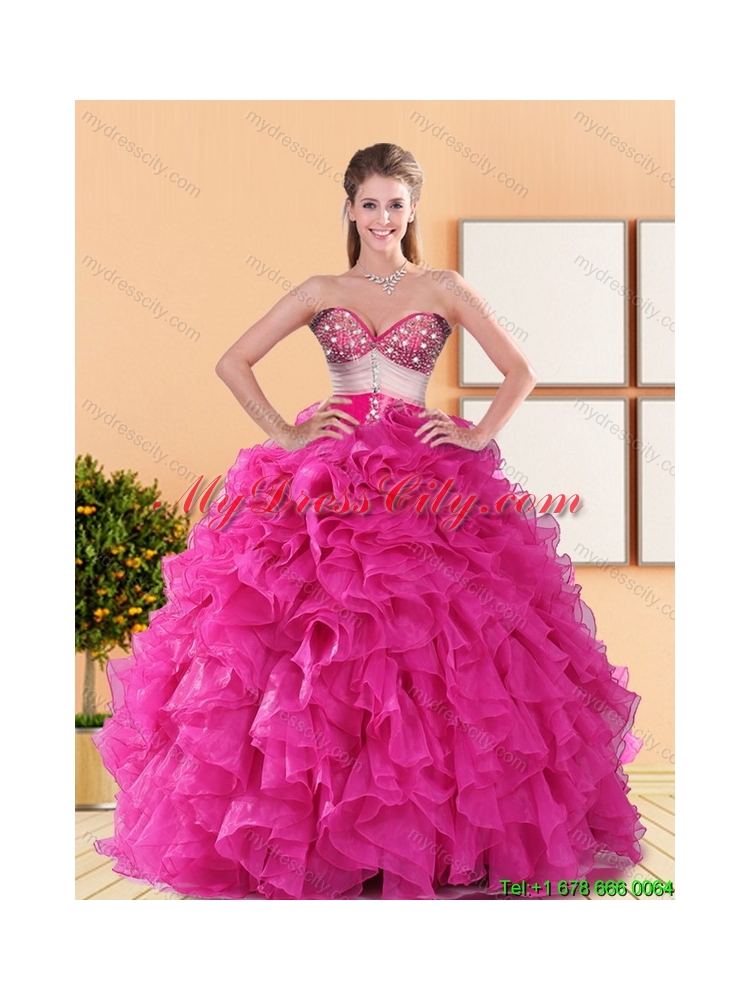 2015 Designer Sweetheart Quinceanera Dresses with Beading and Ruffles