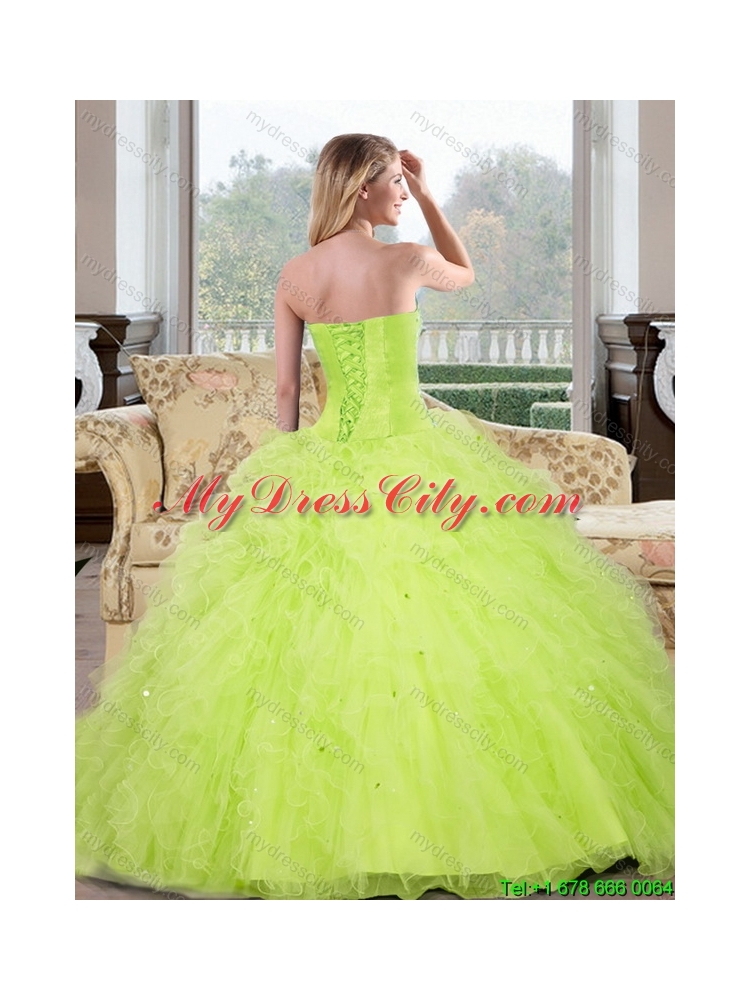 Cheap Beading and Ruffles Sweetheart 2015 Quinceanera Dresses in Teal