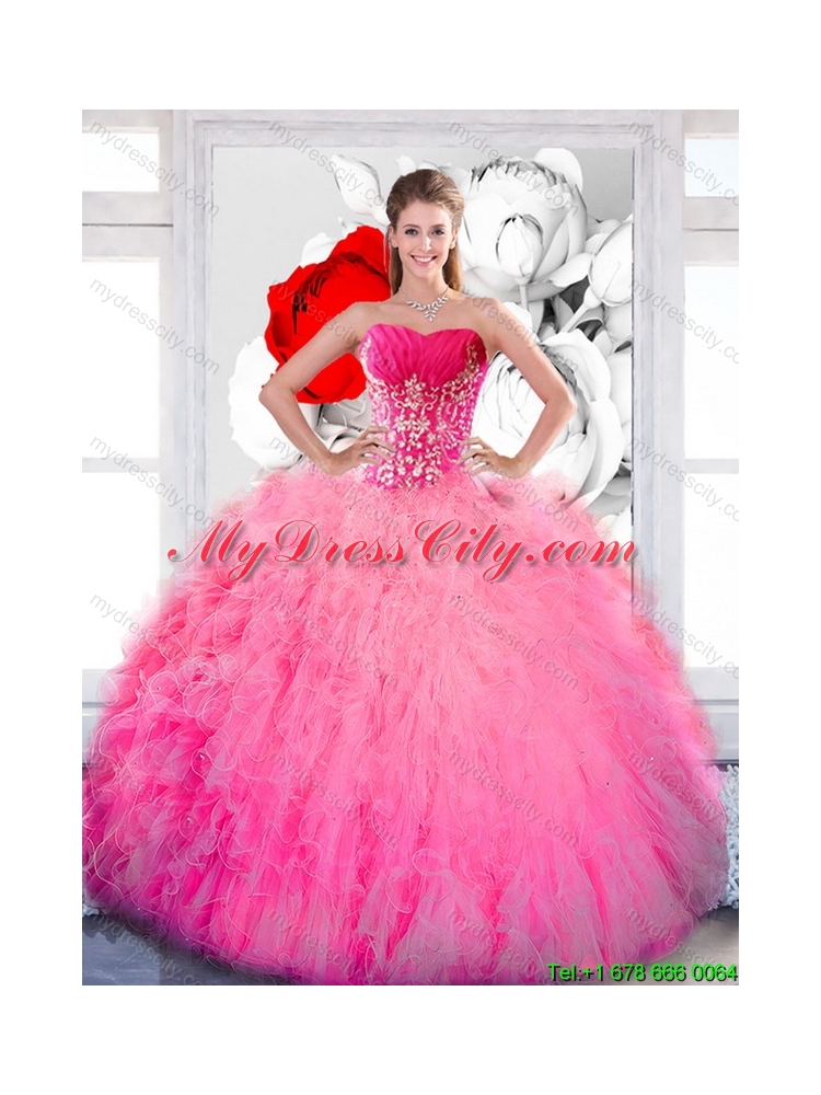 Cheap Strapless 2015 Quinceanera Dresses with Ruffles and Appliques