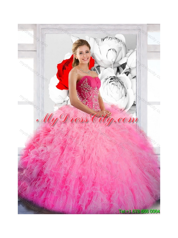 Cheap Strapless 2015 Quinceanera Dresses with Ruffles and Appliques