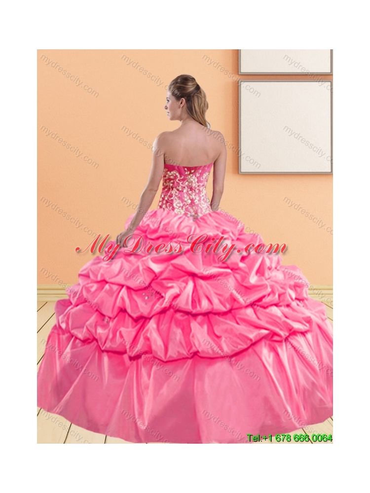 Cheap Sweetheart 2015 Quinceanera Dresses with Appliques and Pick Ups