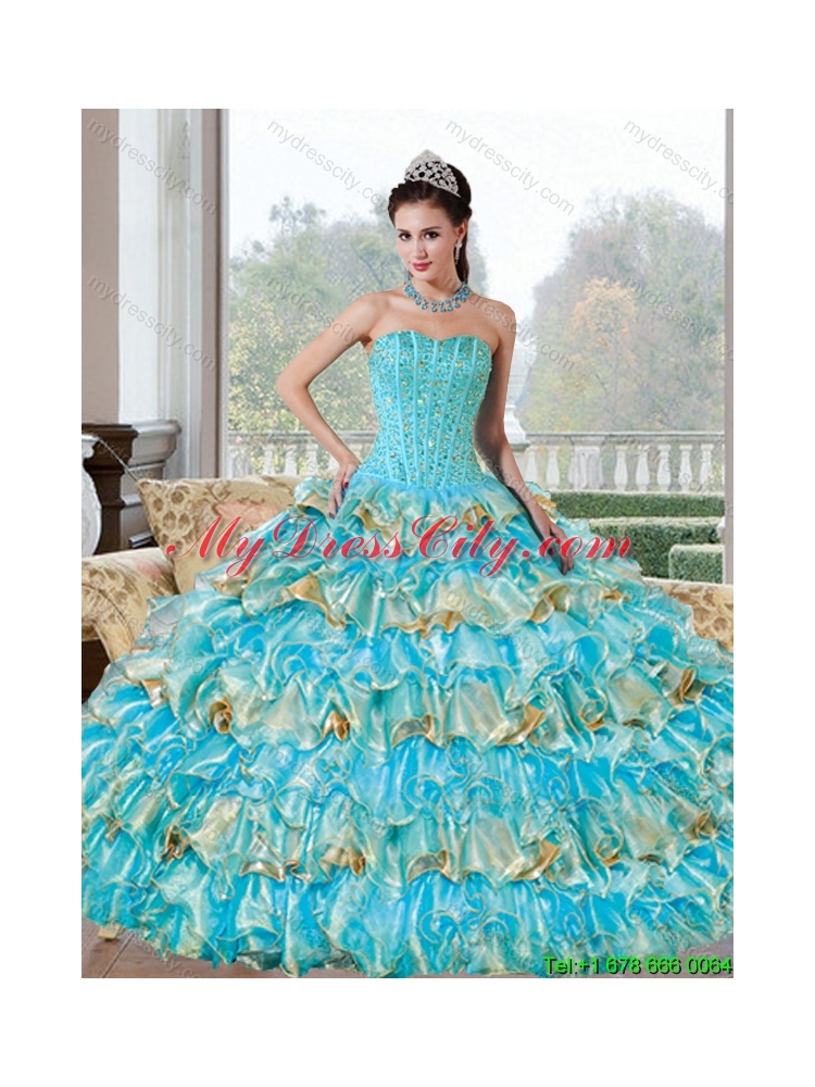 Designer Beading and Ruffled Layers Sweetheart Quinceanera Dresses for 2015