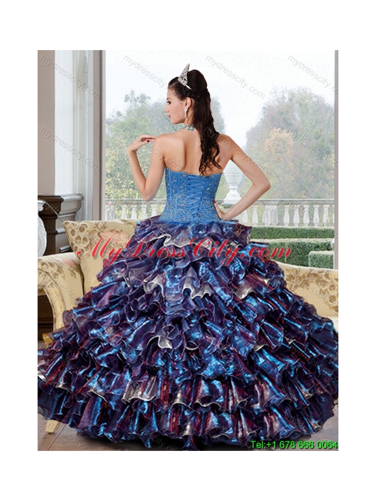 Designer Beading and Ruffled Layers Sweetheart Quinceanera Dresses for 2015