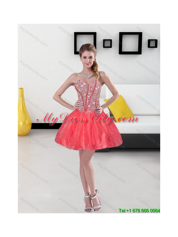 Detachable Beading and Ruffled Layers Sweetheart Coral Red Quinceanera Skirts for 2015