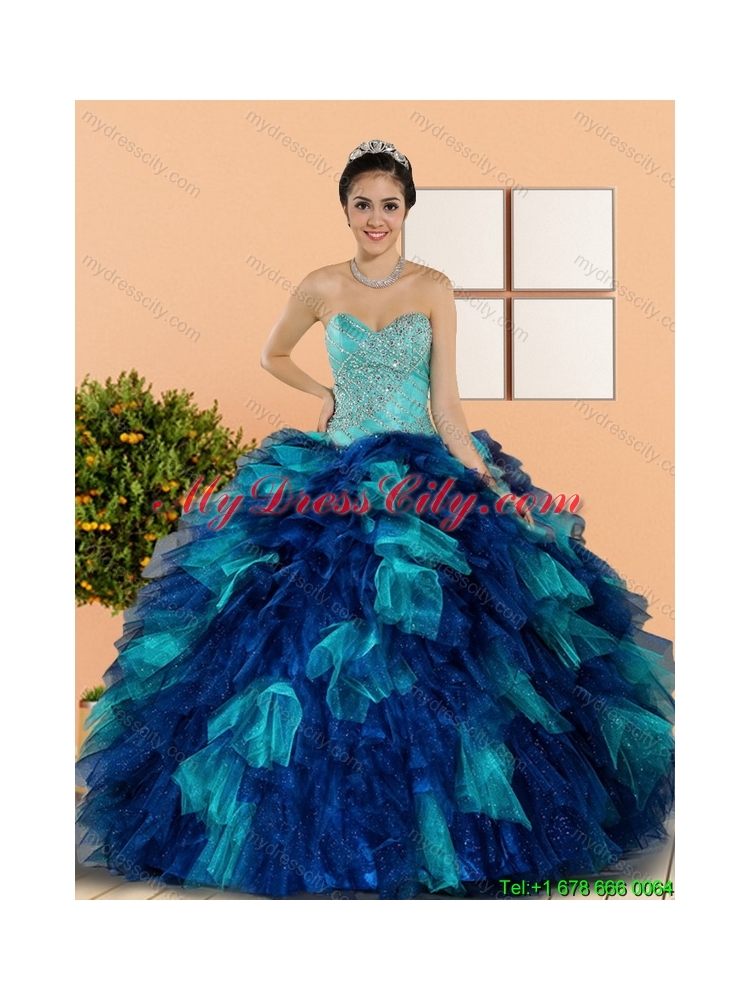 Detachable Sweetheart Beading and Ruffles Quinceanera Skirts in Multi Color