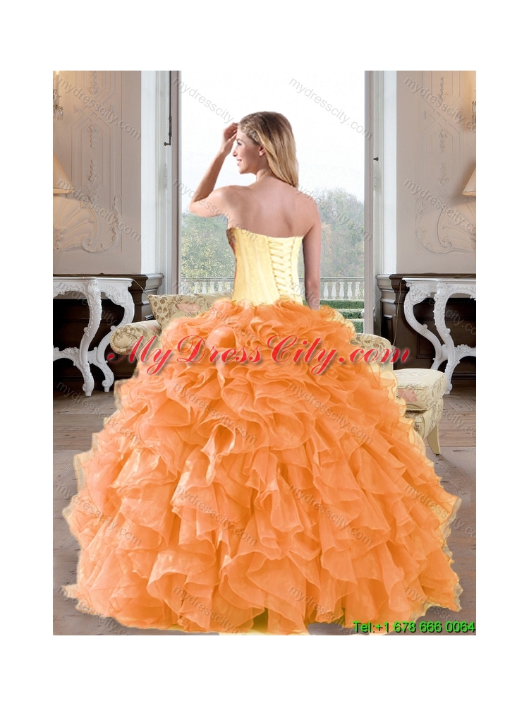 Elegant Beading and Ruffles Sweetheart Quinceanera Dresses for 2015