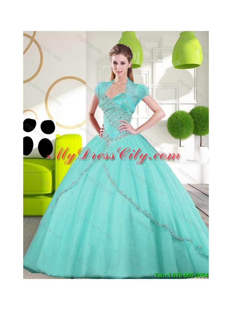 2015 Elegant Sweetheart Ball Gown Quinceanera Dresses with Appliques