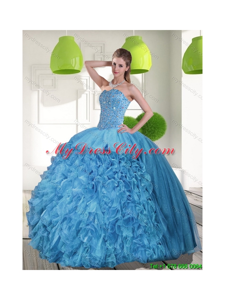 2015 Elegant Sweetheart Quinceanera Dresses with Beading and Ruffles