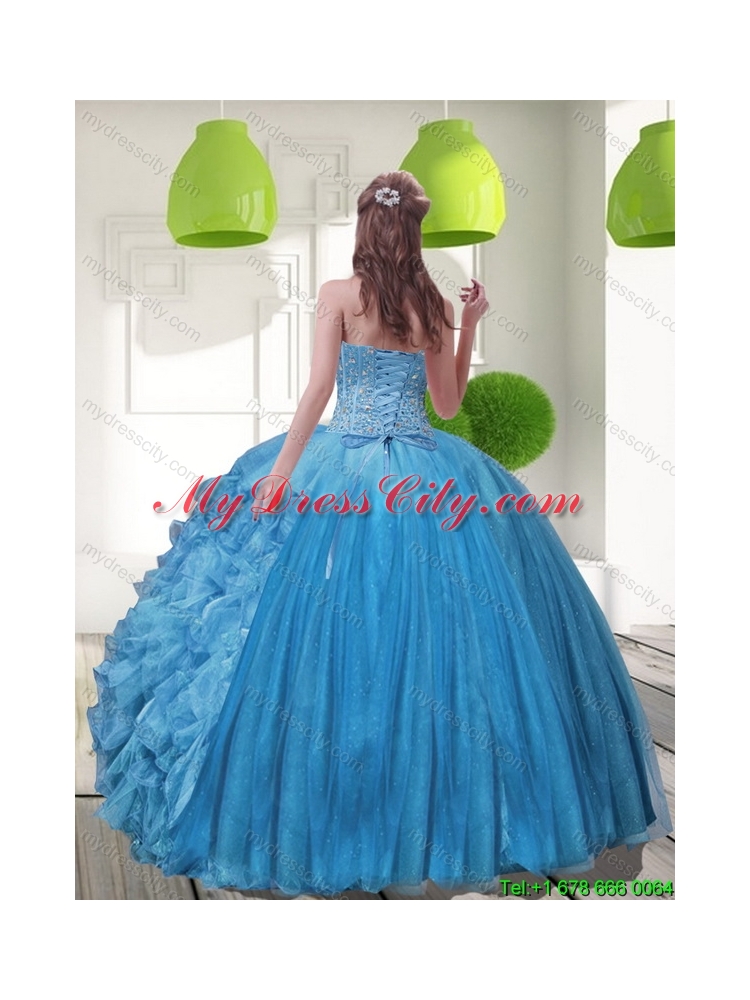 2015 Elegant Sweetheart Quinceanera Dresses with Beading and Ruffles