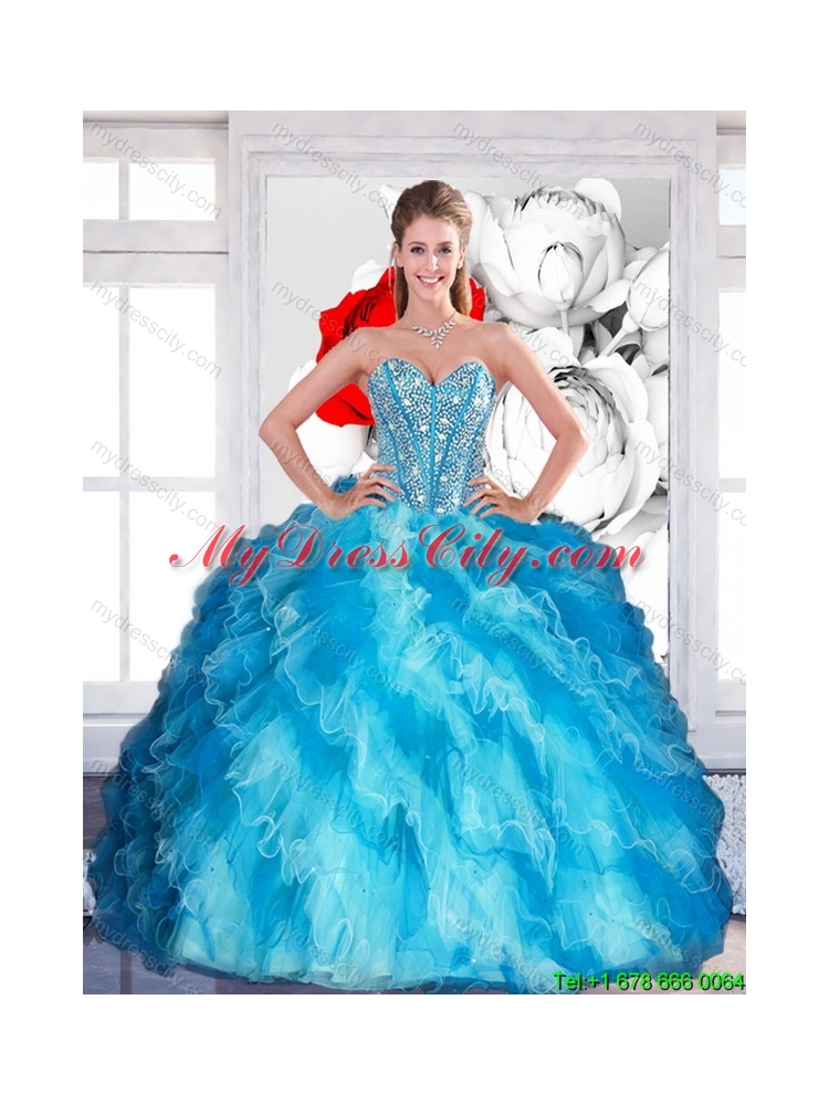 2015 Unique Sweetheart Multi Color Quinceanera Dresses with Beading and Ruffled Layers