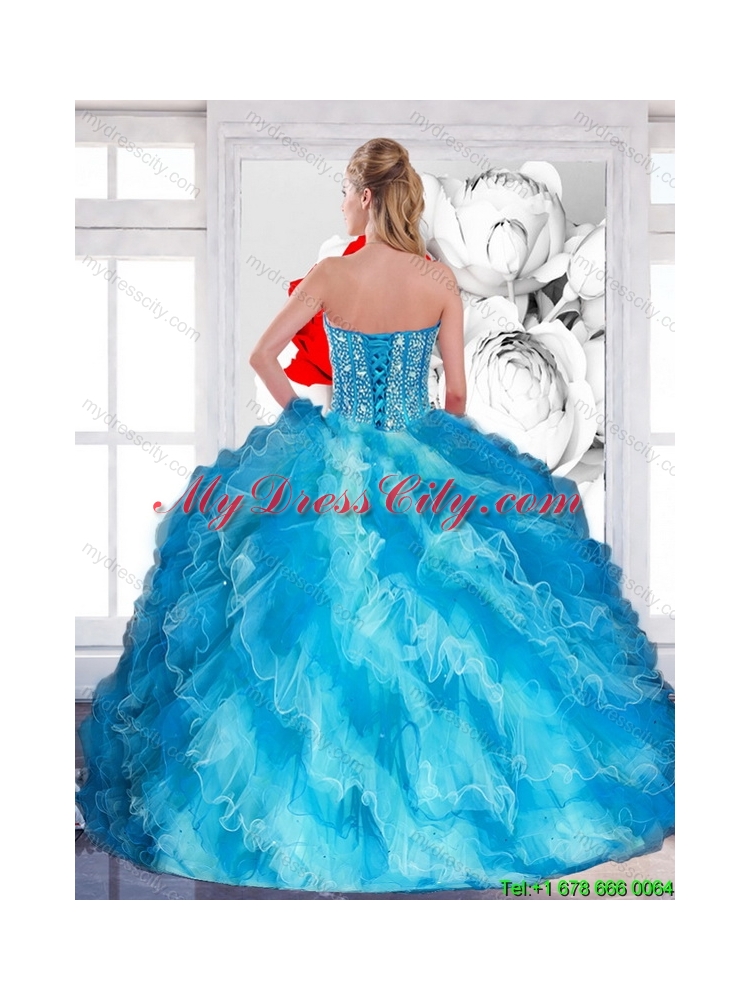 2015 Unique Sweetheart Multi Color Quinceanera Dresses with Beading and Ruffled Layers