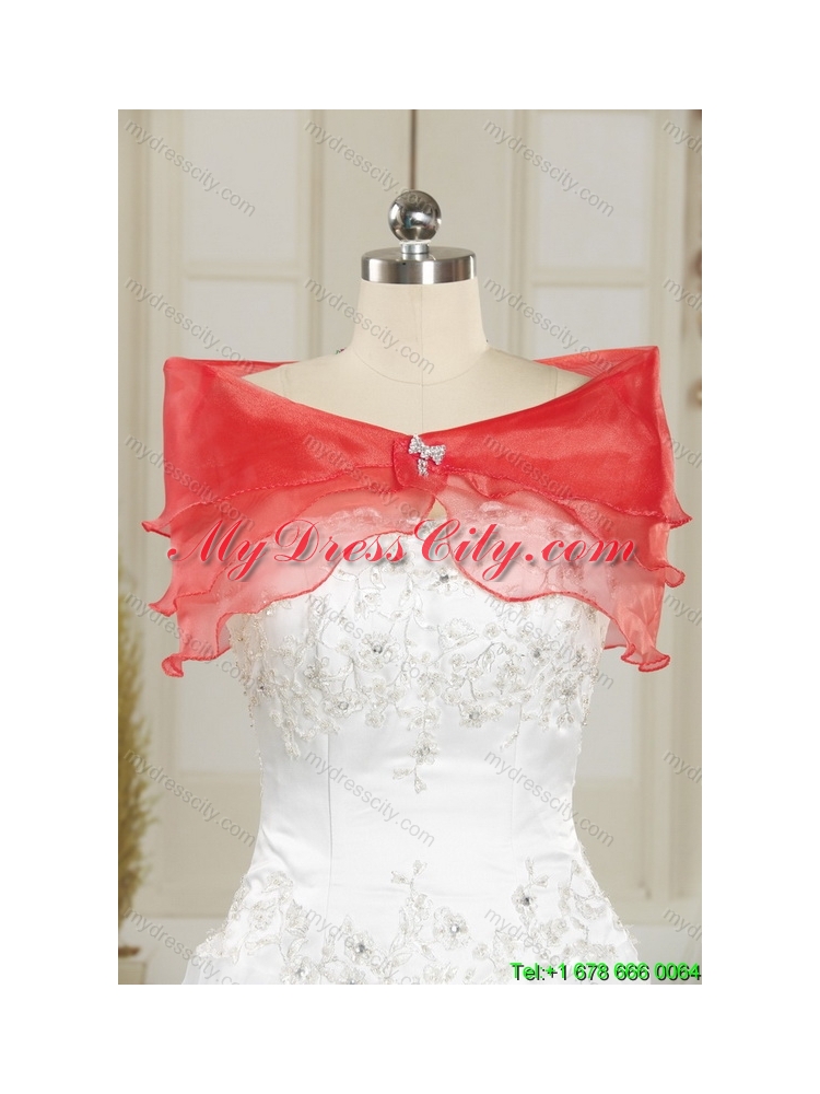 Latest Pick Ups and Appliques 2015 Red Quinceanera Dresses with Brush Train