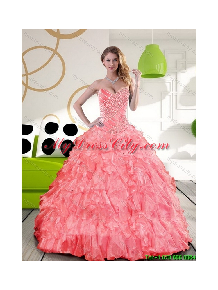 Latest Sweetheart 2015 Quinceanera Dress with Beading and Ruffles