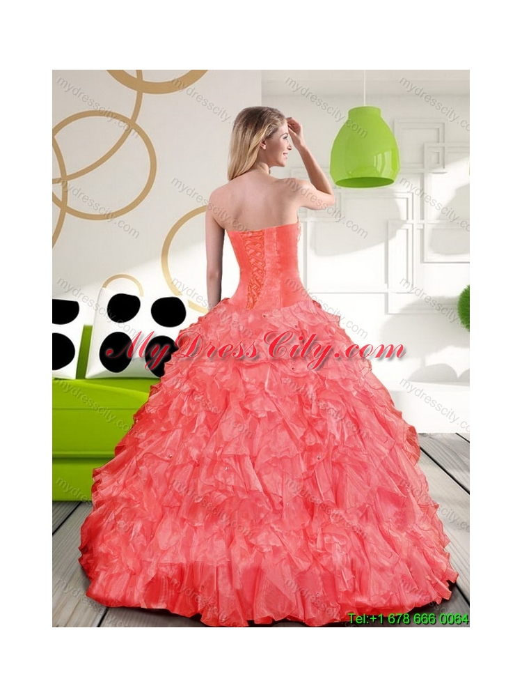 Latest Sweetheart 2015 Quinceanera Dress with Beading and Ruffles