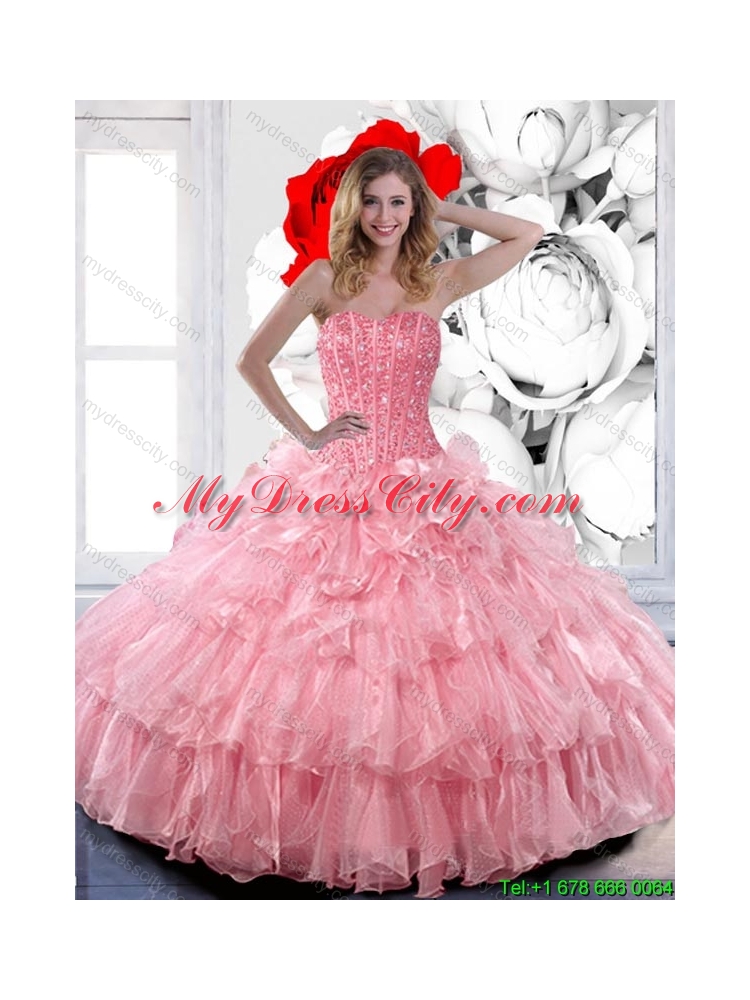 Latest Sweetheart 2015 Quinceanera Dresses with Ruffled Layers