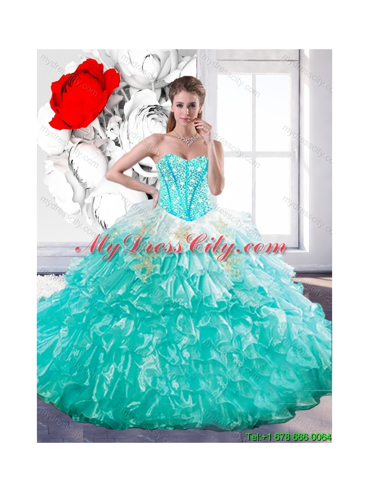 Latest Sweetheart Ball Gown Quinceanera Dresses with Beading and Ruffles