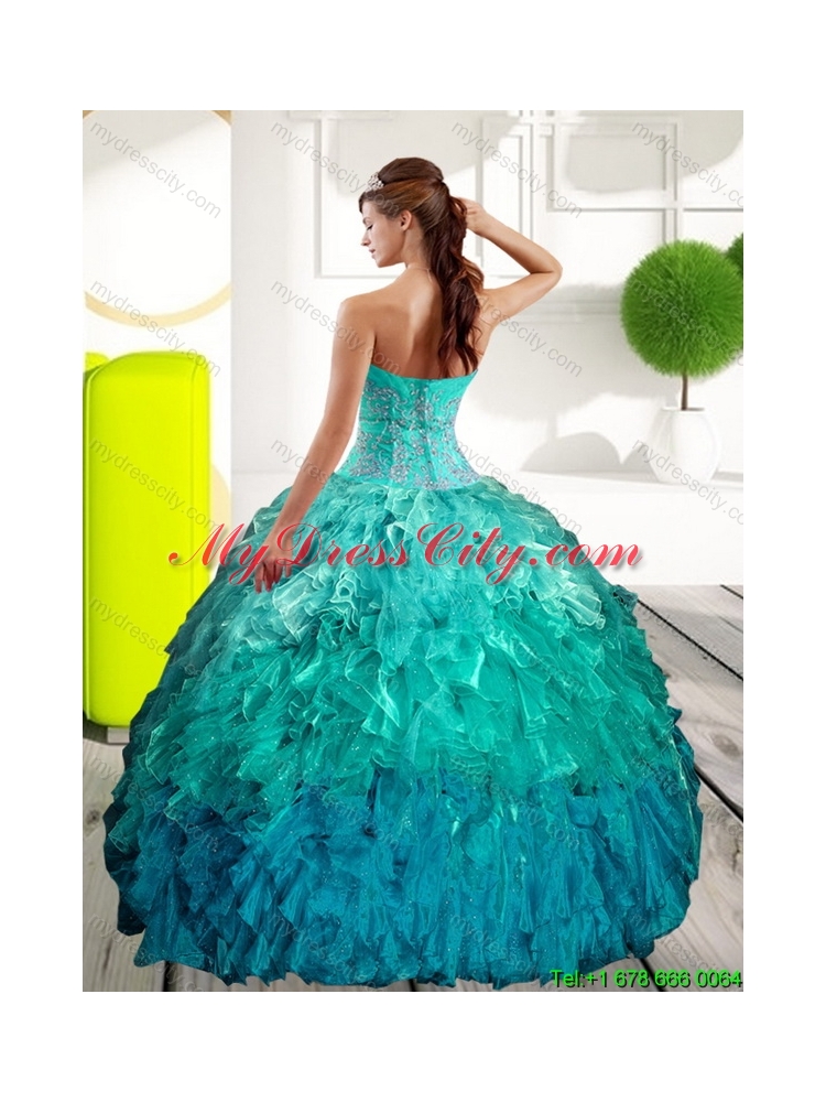 Latest Sweetheart Multi Color Quinceanera Dresses with Appliques and Ruffles