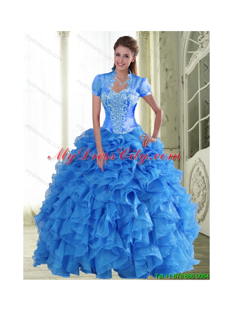 Unique Appliques and Ruffles Sweetheart Quinceanera Dresses for 2015