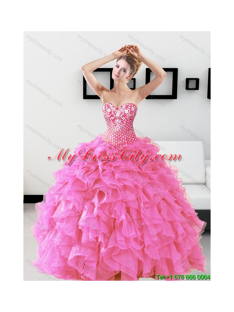 Unique Beading and Ruffles Sweetheart Quinceanera Dresses for 2015