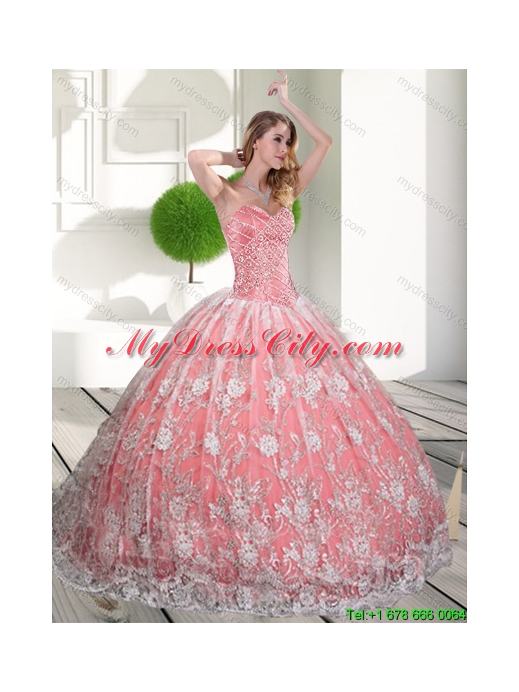 Unique Sweetheart 2015 Quinceanera Gown with Beading and Lace