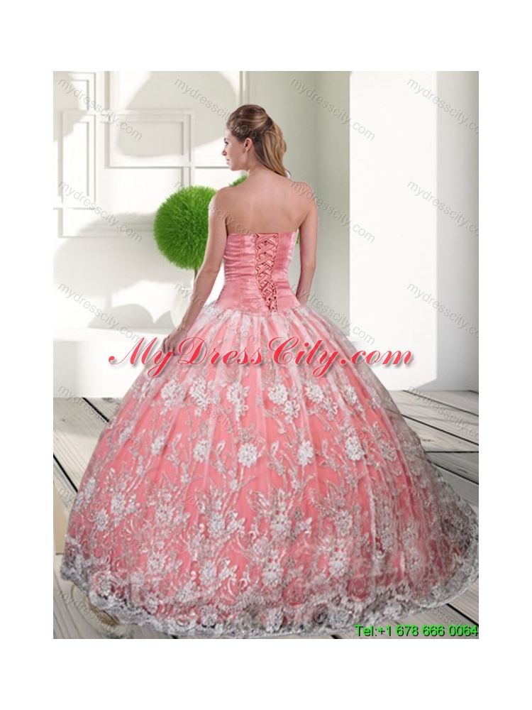 Unique Sweetheart 2015 Quinceanera Gown with Beading and Lace