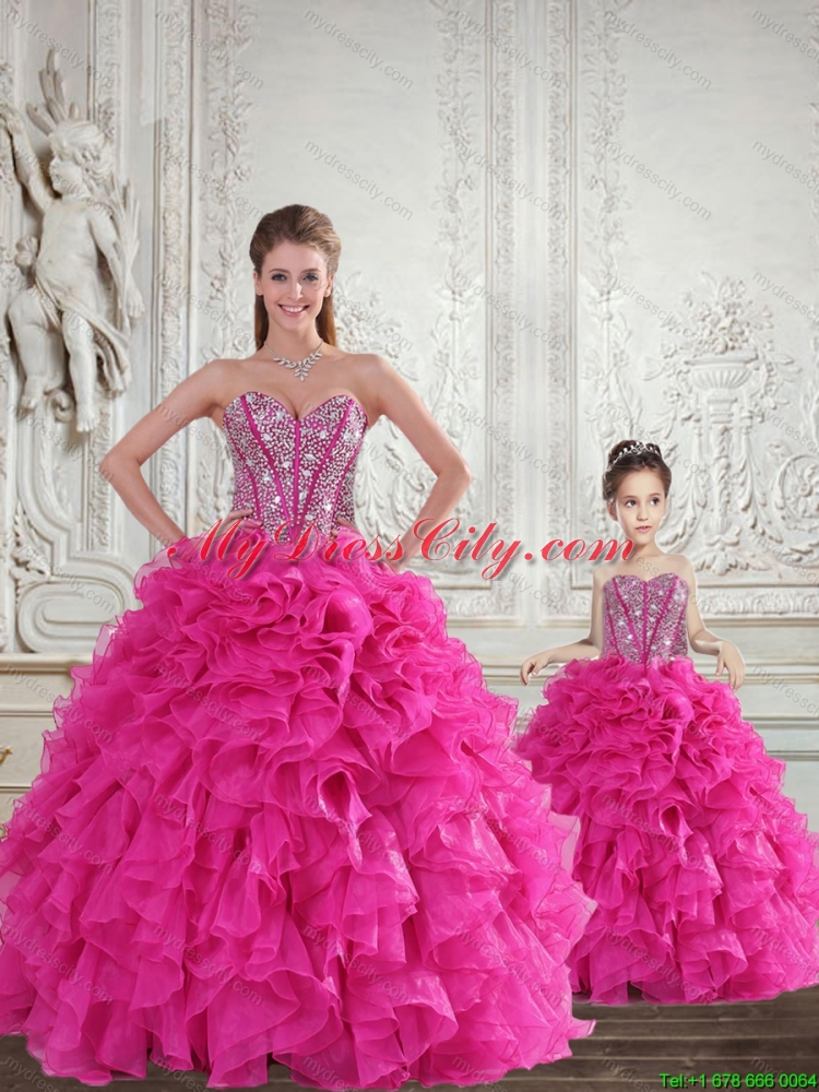 Beading and Ruffles Fuchsia Sweetheart Princesita with Quinceanera Dresses