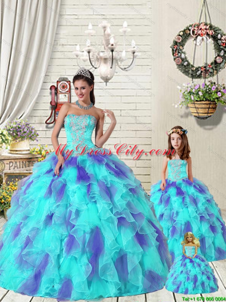 Exquisite Ruffles and Beading Multi-color Princesita Dress for 2015