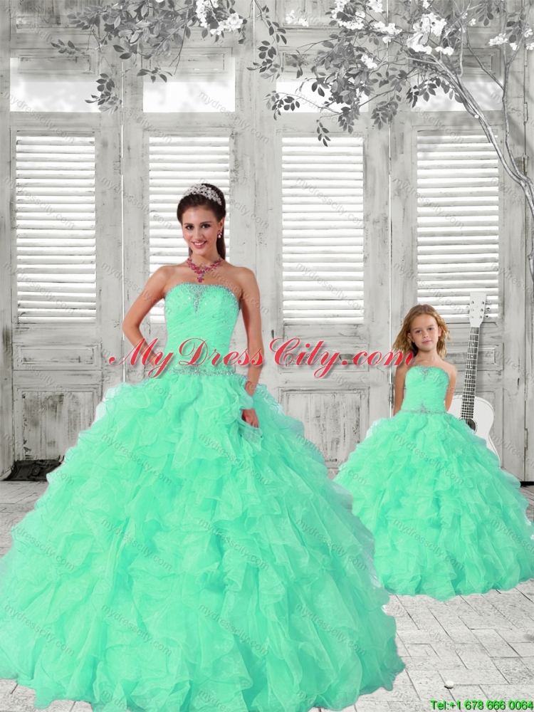 2015 Fashionable Apple Green Princesita Dress with Ruffles and Beading