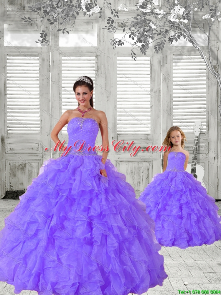 2015 Fashionable Beading and Ruching Lavender Princesita Dress