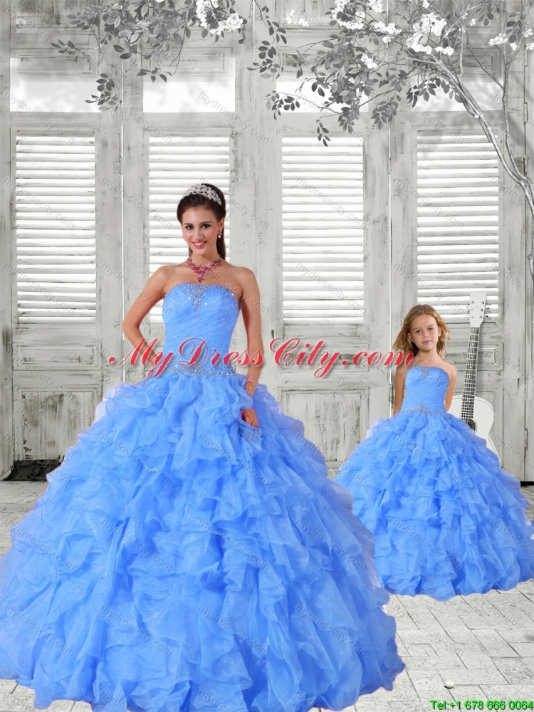 Affordable Beading and Ruching Baby Blue Princesita Dress