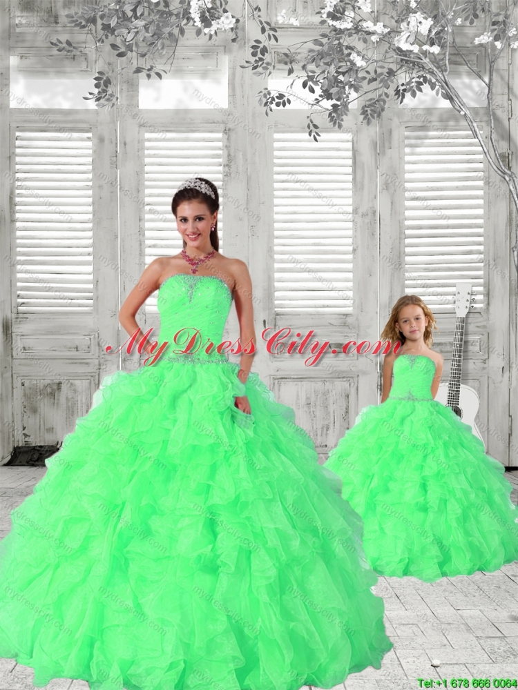 Popular Beading and Ruching Princesita Dress in Green for 2015