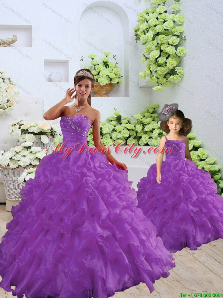 Trendy Purple Princesita Dress with Beading and Ruffles for 2015 Spring