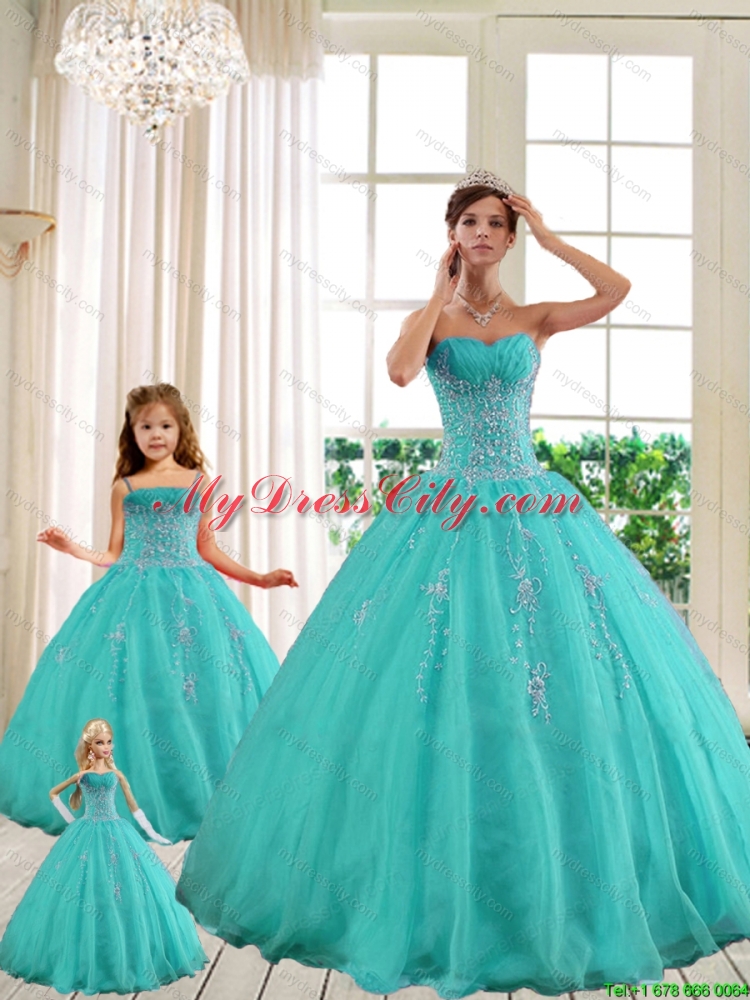 2014 LuxuriousTurquoise Princesita With Quinceanera Dresses with Beading