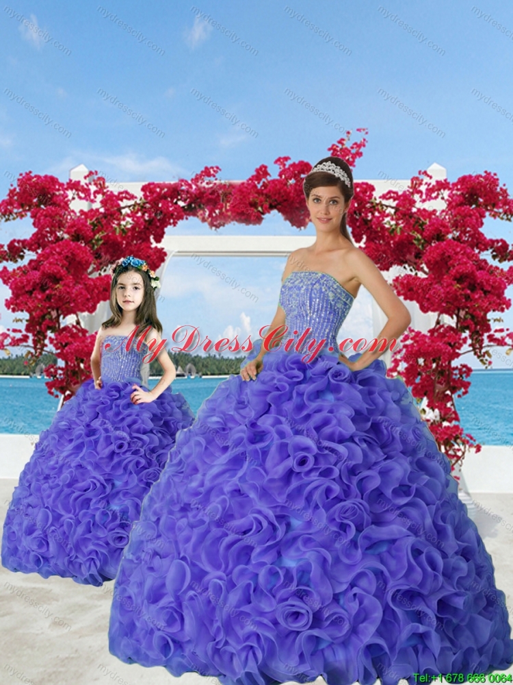 2015 Most Popular Beading and Ruffles Purple Princesita Dress