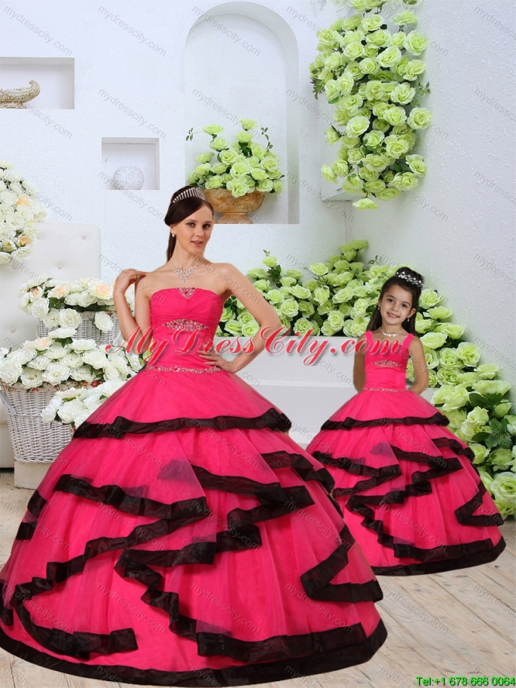 Beading and Ruching Organza Red Princesita Dress with Layers