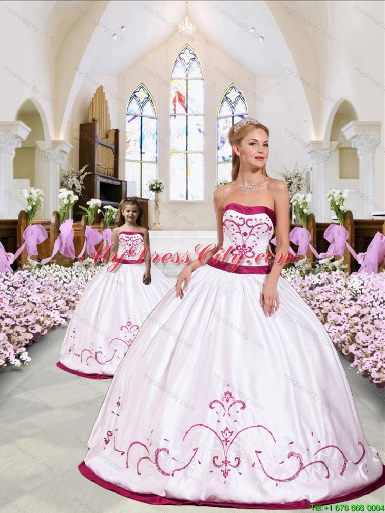 Top Seller Embroidery Princesita Dress in White and Wine Red