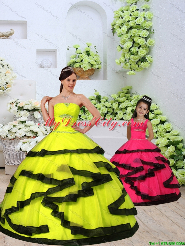 Custom Made Organza Yellow Princesita Dress with Beading and Ruching for 2015