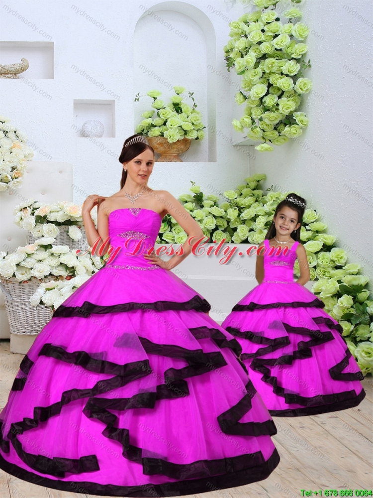 Luxurious Beading and Ruching Organza Fuchsia Princesita Dress