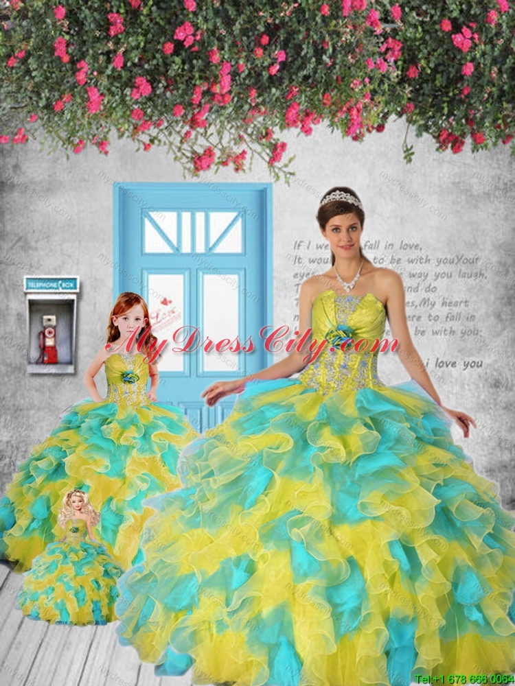 Classical Appliques and Ruffles Multi-color Princesita Dress