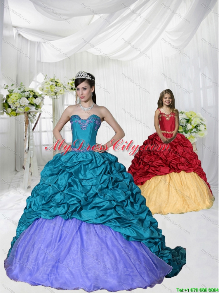 Discount Appliques Brush Train Blue and Purple Princesita Dress