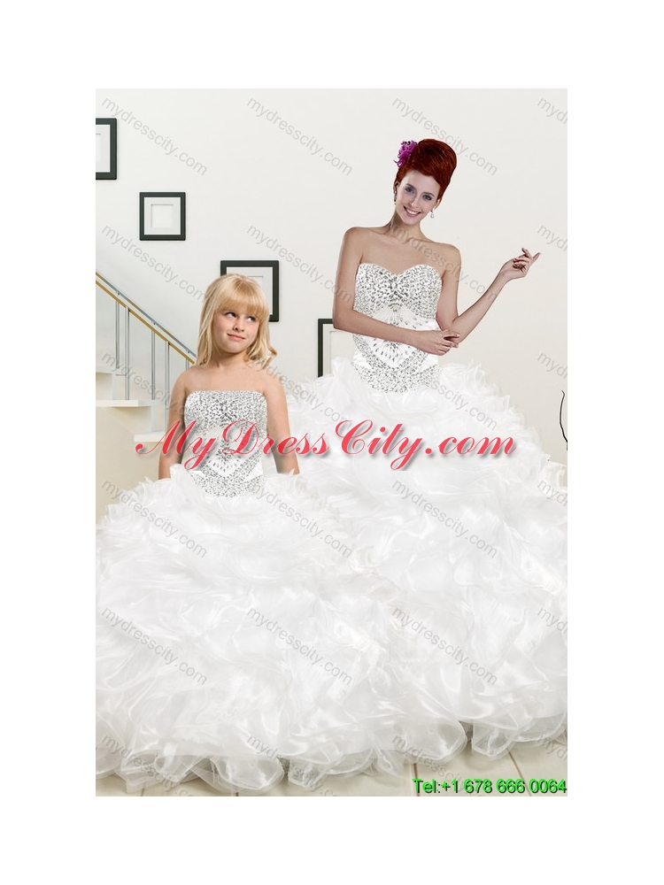 New Sweetheart Sweep Train Beading and Ruffles Princesita Dress for 2015