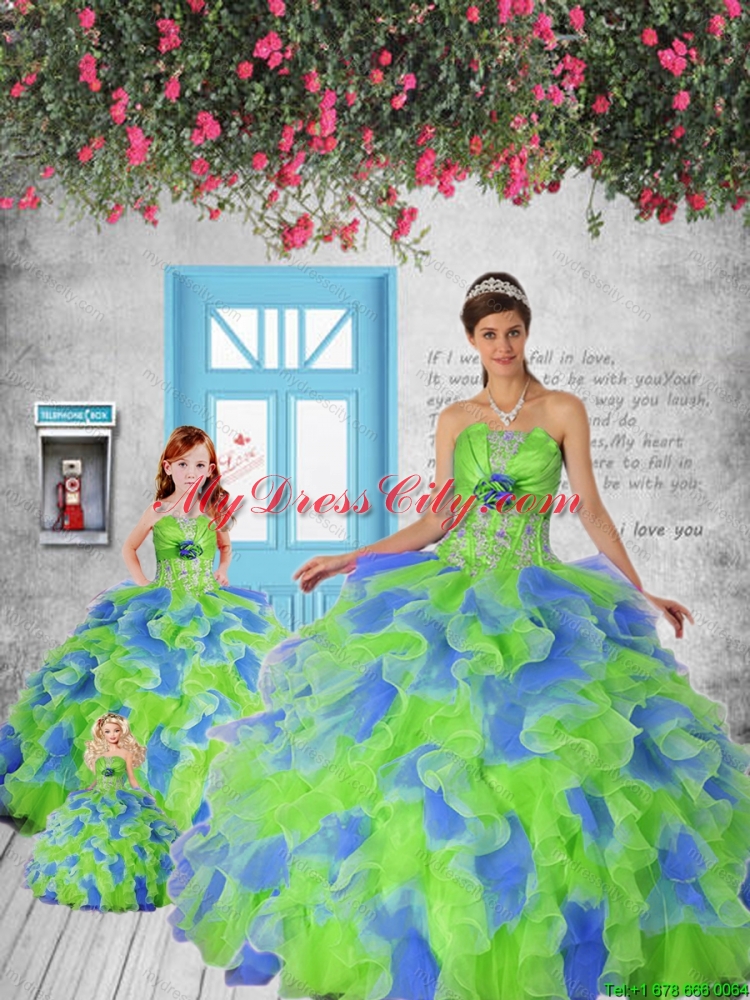 Remarkable Appliques and Ruffles Multi-color Princesita Dress