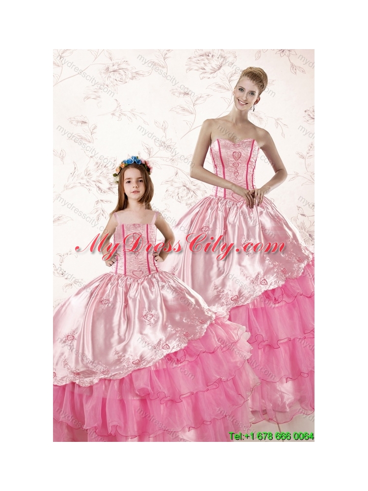 Wonderful Embroidery and Ruffles 2015 Princesita Dress in Pink